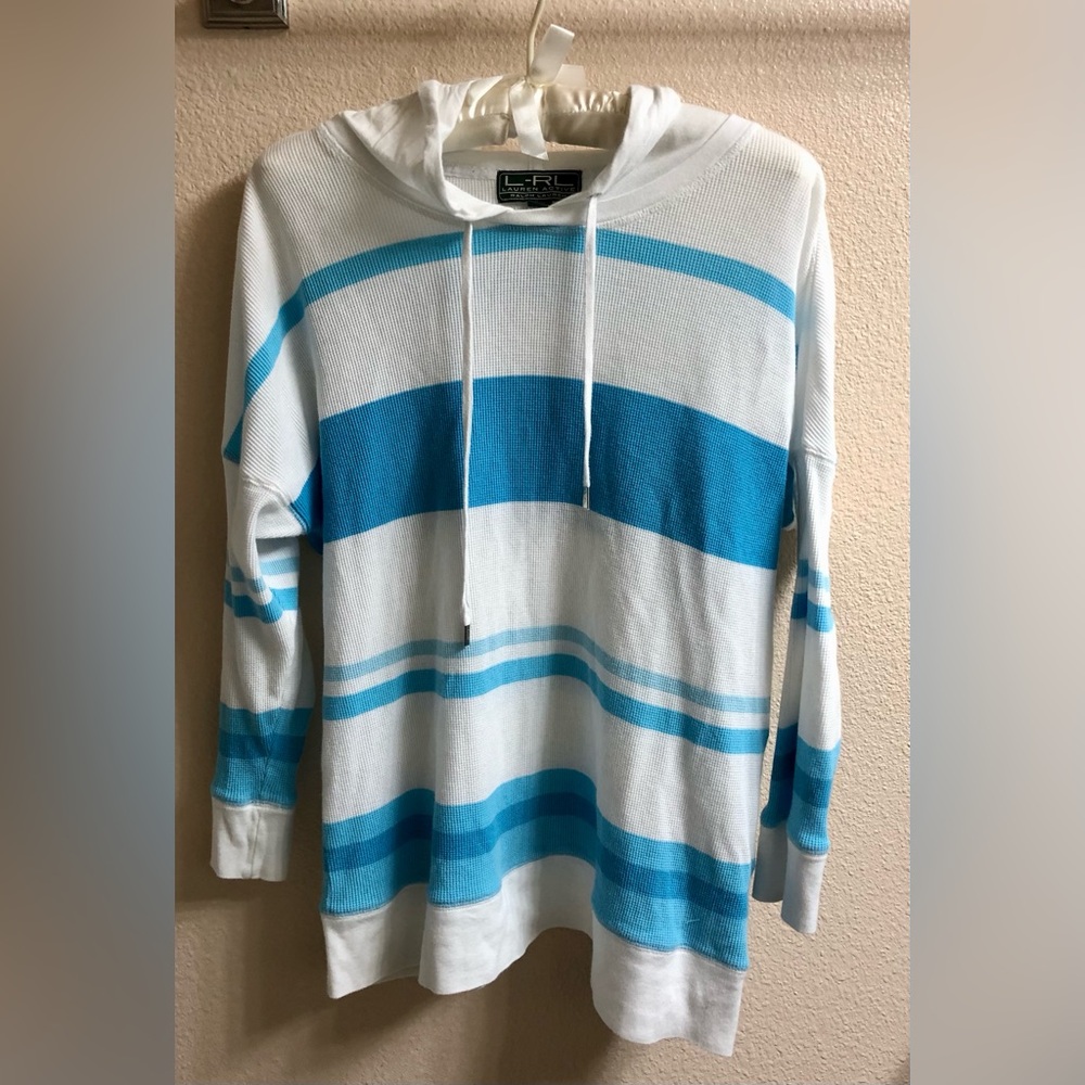 Blue and White Striped Hoodie